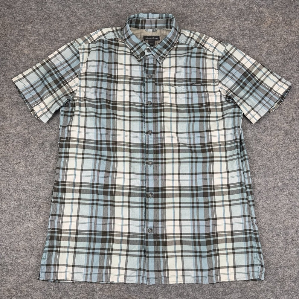 Eddie Bauer Button Down Short Plaid Lightweight Mens Medium M